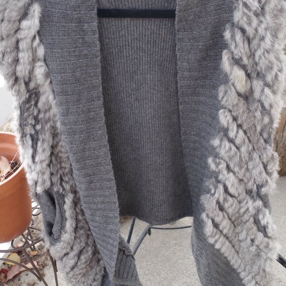 Real Fur& Wool Vest Twelfth Street By Vincent - Picture 2 of 8